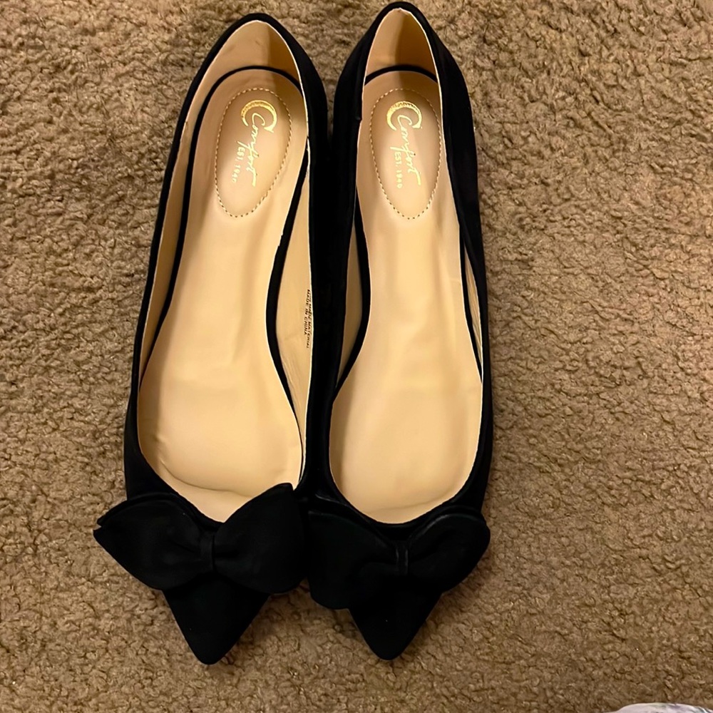 Black Suede Bow Tie Flats